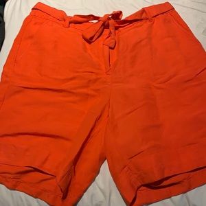 Lane Bryant Linen Blend Coral Tie Waist Shorts